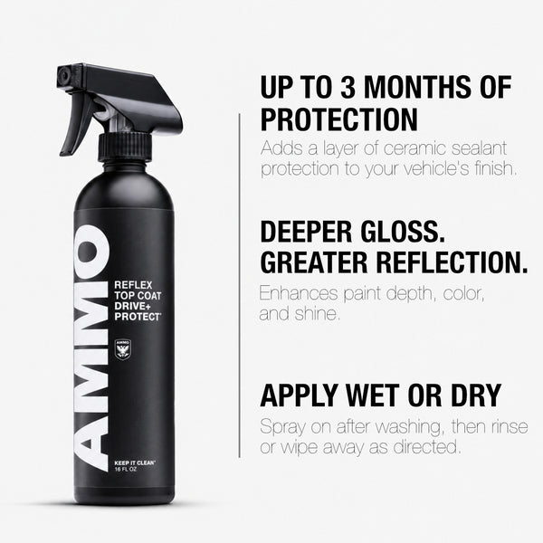 REFLEX TOP COAT benefits: Up to 3 months of protection. Deeper gloss. Greater reflection.. Apply wet or dry