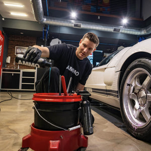 Cleaning automotive wheels with AMMO Brute wheel soap