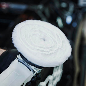 Close-up of the natural wool fibers on an AMMO SHEER cutting pad