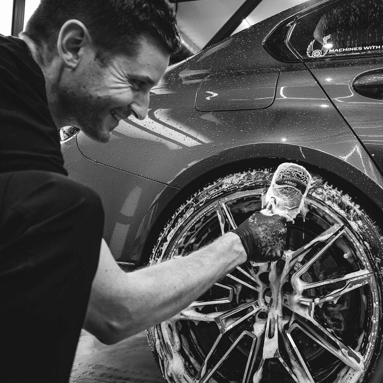 Black Auto Cleaning Wheel Brush Car Detailing Spinning Brushes